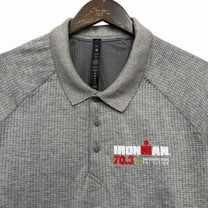 Lululemon NEW Mens XXL Heather Gray Metal Vent Tech Ironman Triathlon Polo Shirt